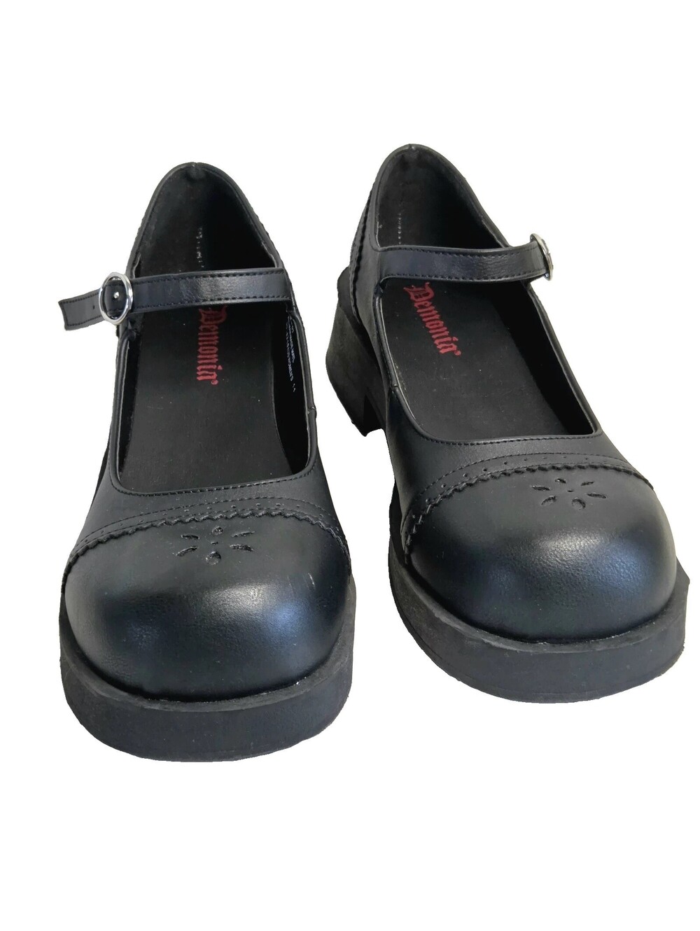 NEW DEMONIA Black Crux 07 MARY JANES Platform shoes Round Toe Chunky Sz 11 Goth